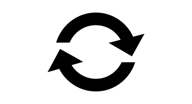 Black and white circular arrow symbol with gradient fill, minimalist circle