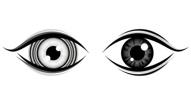 Black and white eye with radial gradient iris and pupil