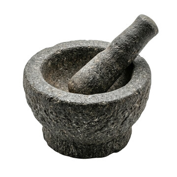Traditional dark grey stone mortar and pestle