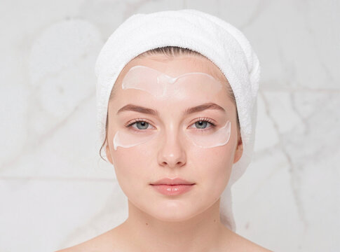 A person wrapping a towel around their head, possibly for warmth or to conceal identity