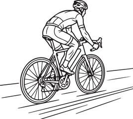 Naklejka premium cyclist riding bike with large backpack flat design vector illustration