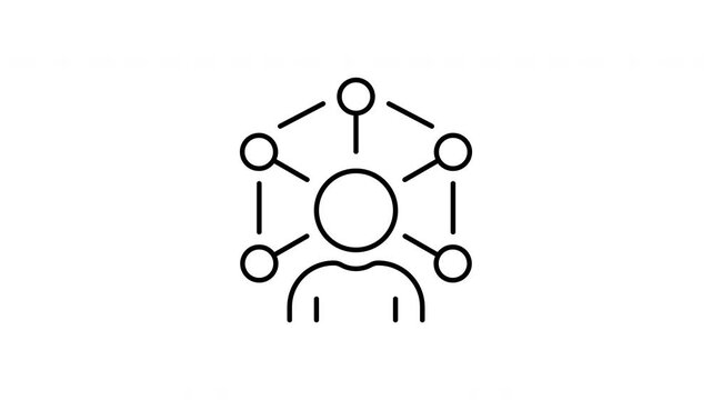 Ability Skill Network Animated Icon With Alpha Channel. Person With Nodes Showing Capability And Expertise Growth Motion Graphic. Employee Training And Management Efficiency On Transparent Background