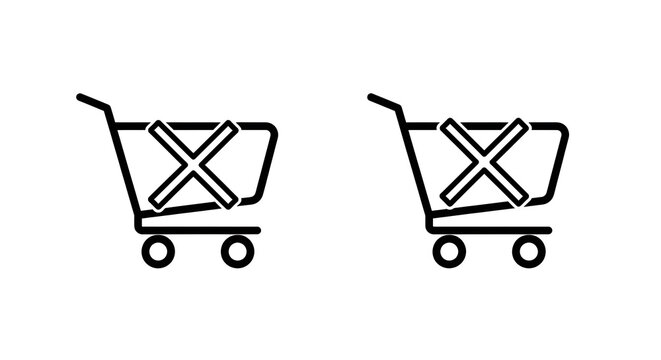 Black and white of a shopping cart with a checkered pattern on the basket