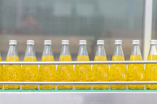 Water bottle on a factory production conveyor belt line
