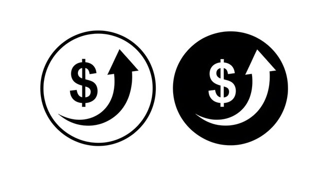 Black and white of dollar sign symbols with directional arrows