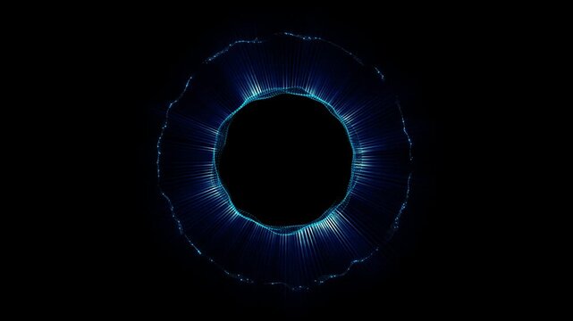 Glowing shockwave particles. Alpha channel. Overlay Digital shockwave, Blue digital technology shockwave.4K explosion shockwave effect and diverging waves on transparent background.