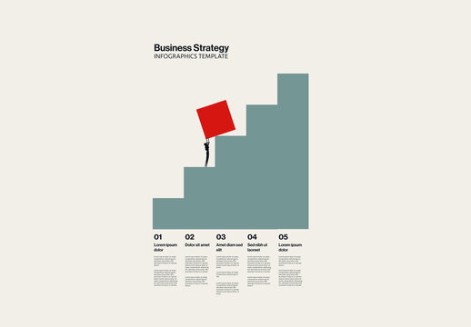 Business Building Growth Strategy Infographic Template with Squares