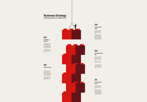 Business Growth Strategy Infographic Template with Block Tower Construction