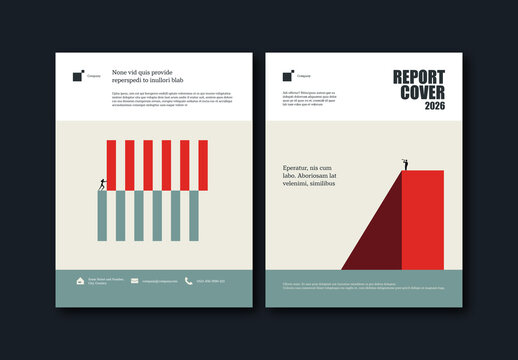 Business Report Cover Template with Growth and Future Vision Illustration