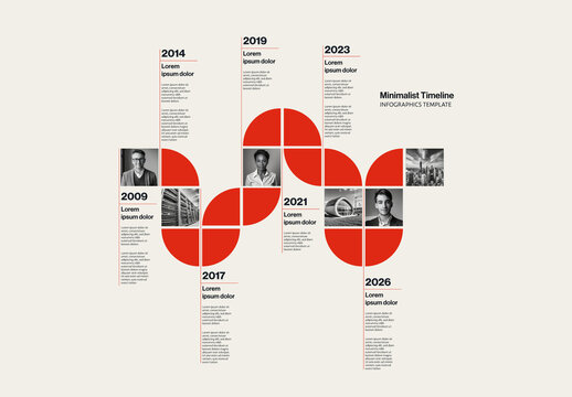 Minimalist Corporate History Timeline Infographic Template with Photos