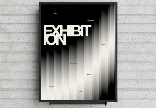 Exhibition Swiss Design Poster Template with Vertical Pattern