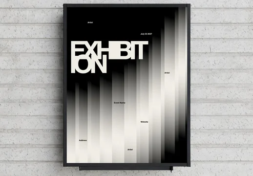 Exhibition Swiss Design Poster Template with Vertical Pattern