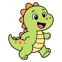 Fototapeta premium Cute cartoon dinosaur character walking