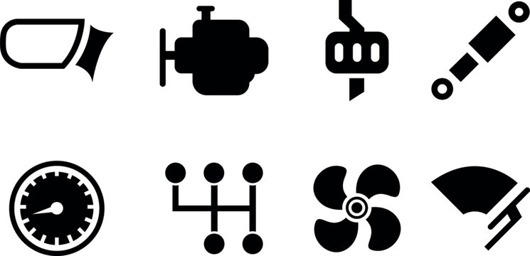Automotive Car Parts and Service Icons Set