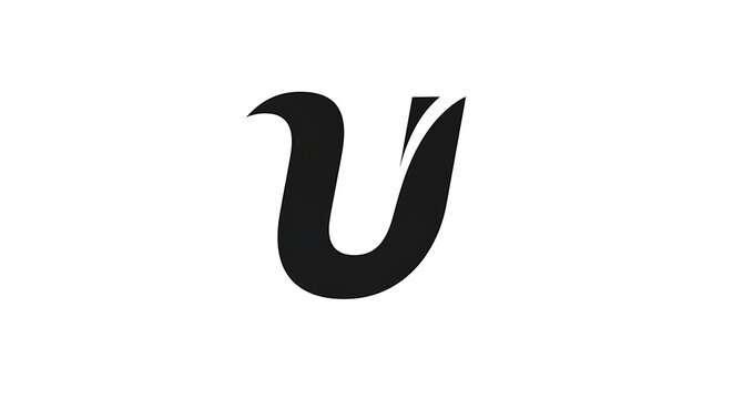 Black uppercase cursive letter u on white background