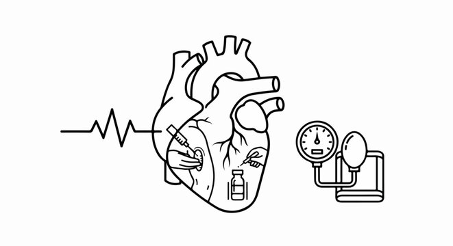 Heart With Ecg Line And Oxygen Tank.