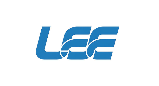 Blue lowercase sans-serif "lee" typography on white background