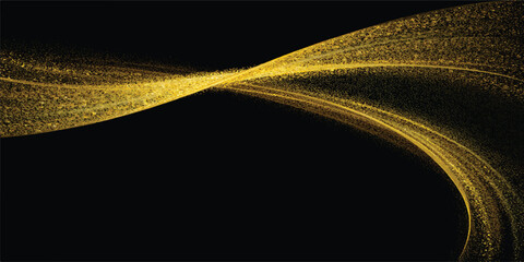 Golden flowing light trails with glitter on black light trail black background abstract background gold particles effect digital art abstract design streak golden glow particles © Rosa Alba L 