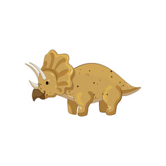 Cartoon vector illustration of a yellow triceratops with horns and frill, isolated on a white background for prehistoric kids design. © Marina