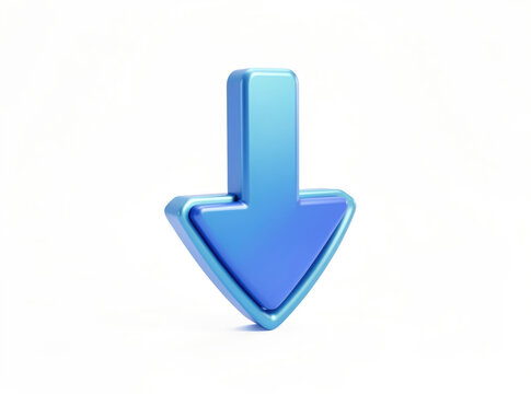 A blue arrow pointing downwards on a white background