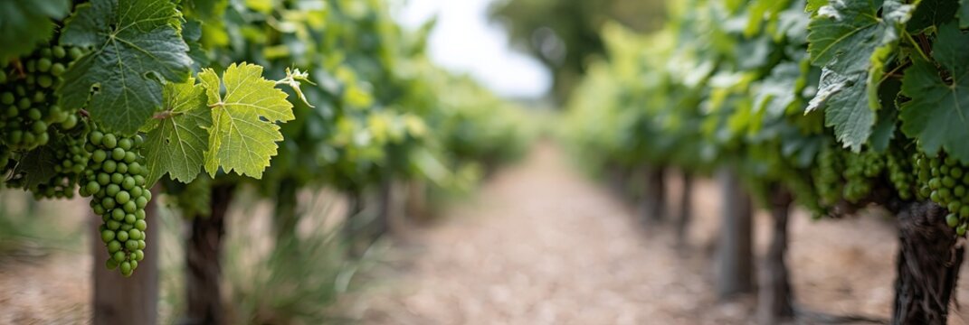 vineyard - grape vines on a farm grown for the purpose of winemaking at the winery