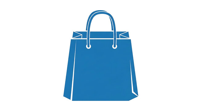 Blue tote bag with leather handles and zipper closure on white background