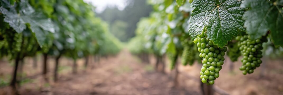 vineyard - grape vines on a farm grown for the purpose of winemaking at the winery