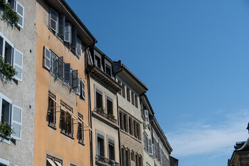 Fototapeta premium Old Town building facades with shutters in Geneva