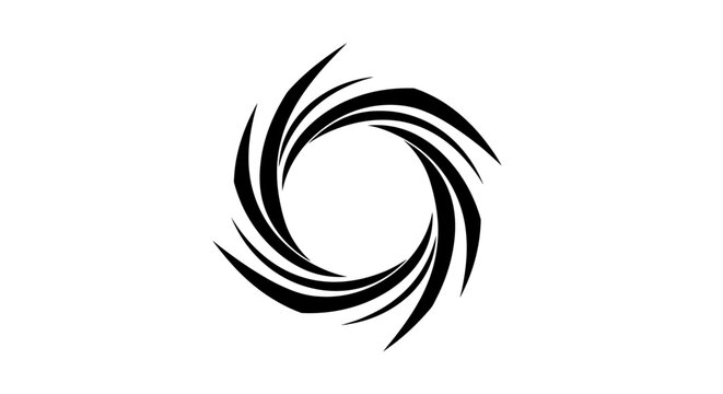 Abstract black and white spiral design element. Modern graphic swirl icon, elegant circular vortex symbol for branding or technology.