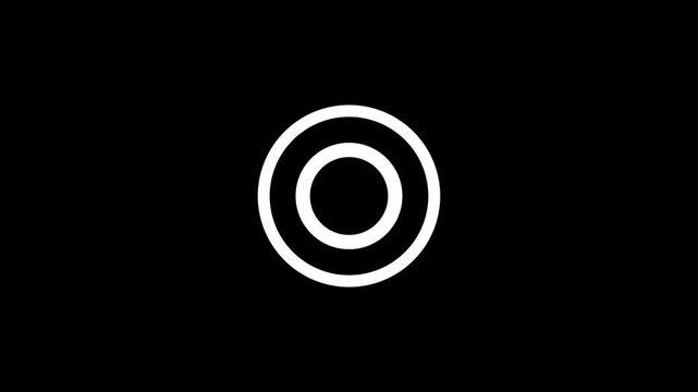 Circle ripple animation, minimal target ring motion graphics on black background 4k