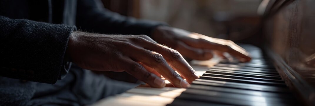 pianist playing the piano - musician performing a song on keys of the musical instrument
