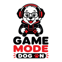 Fototapeta premium Game Mode Dog On Cute Gamer Dog Design
