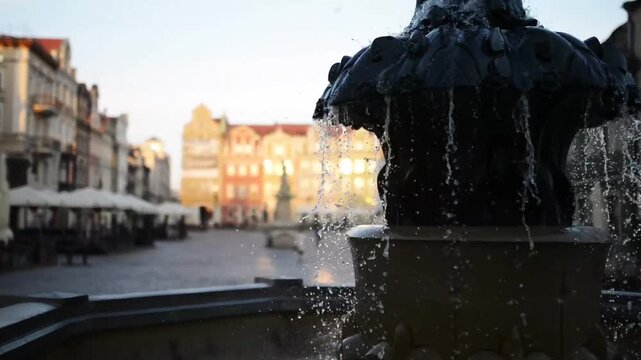 Apollo Fountain in Old Market in Poznan, Poland