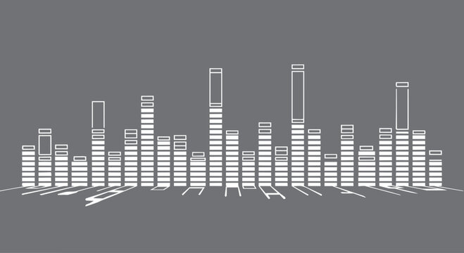 White equalizer bars on gray background, with shadows