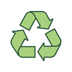 Fototapeta premium Green recycling symbol icon vector illustration with recycling environment sustainabilit