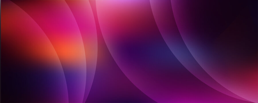 Abstract background with smooth flowing curves and a vibrant colorful gradient of pink purple orange and red hues creating a luminous ethereal effect Vector
