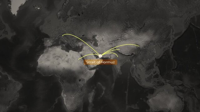 Strait of Hormuz Global Impact Map Animation. International Trade and Energy Supply Route Between Iran and Oman &ndash; Vox Style Map Animation in 4K
