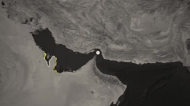 Strait of Hormuz Path Map Animation. Maritime Route Visualization Between Iran and Oman, Global Trade Route &ndash; Vox Style Map Animation in 4K
