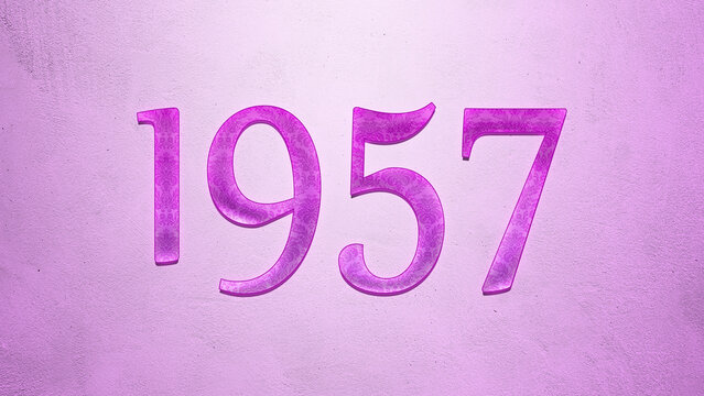 Purple text effect of number 1957 on light background.	