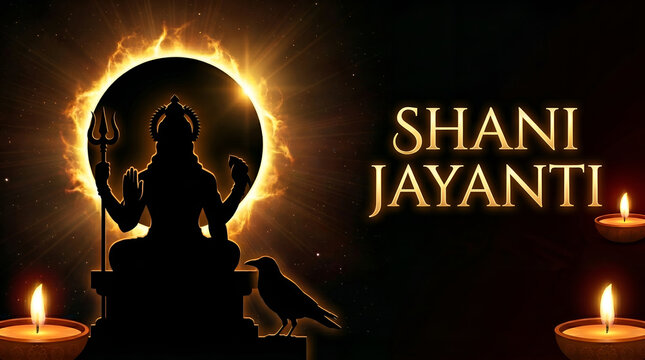 Minimal Hindu Deity Shani Dev Cosmic Silhouette Artwork
