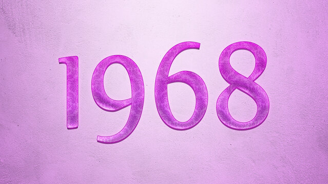 Purple text effect of number 1968 on light background.	