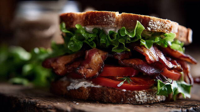 BLT sandwich with thick-cut smoked bacon and heirloom tomatoes