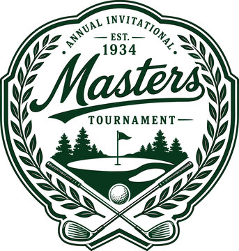 Vintage Golf Tournament Badge Masters Style Classic Golf Emblem Design