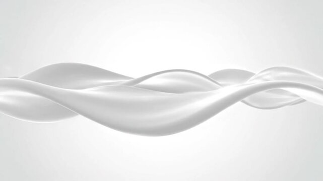 Abstract white liquid flowing across a plain background with rippling wave motion and silky appearance