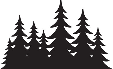 Obraz premium Pine Forest Silhouette Landscape. black icon silhouette vector