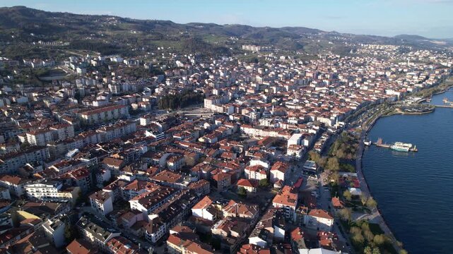 Karamursel, Kocaeli, Turkey. Karamursel is a town and district located in the province of Kocaeli. Aerial shot with drone.
