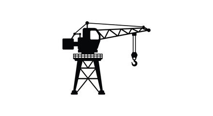 Industrial crane silhouette a black and white representation of heavy lifting equipment © arfanah02
