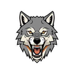 Fierce wolf head growling illustration with growling aggressive predator wildlife © FarukStock