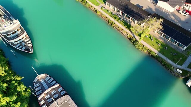 Video from drone under river and mountings in the Alps	
