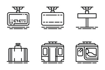 Set of cable car and gondola icons with ski lift aerial tramway public transpo © Sadek